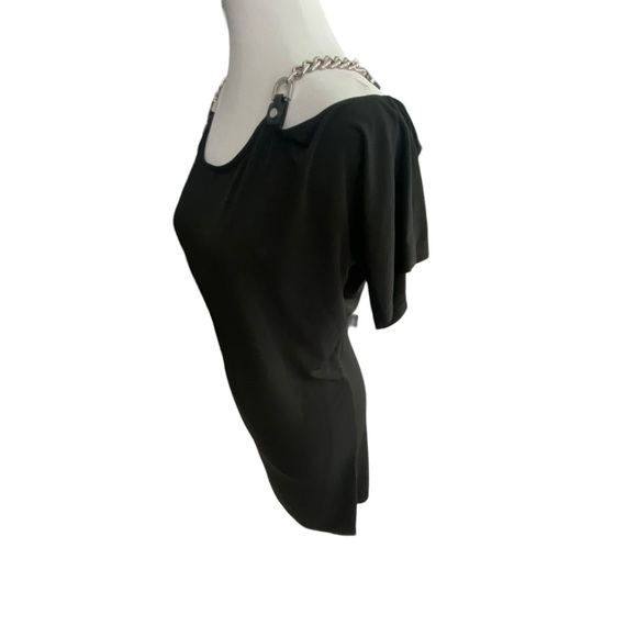 Michael Kors Chain Straps Cold Shoulder Shirt Dress Black Size Petite Small midi - Picture 4 of 15
